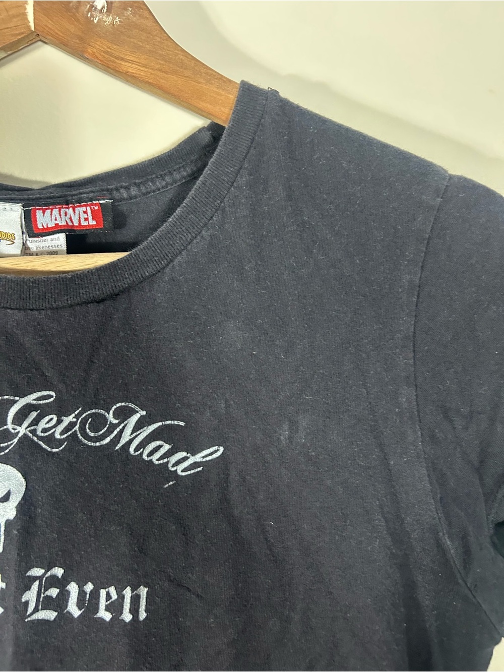 Marvel Universal Studios The Punisher I Don’t Get Mad I Get Even Baby Tee L - Picture 9 of 10